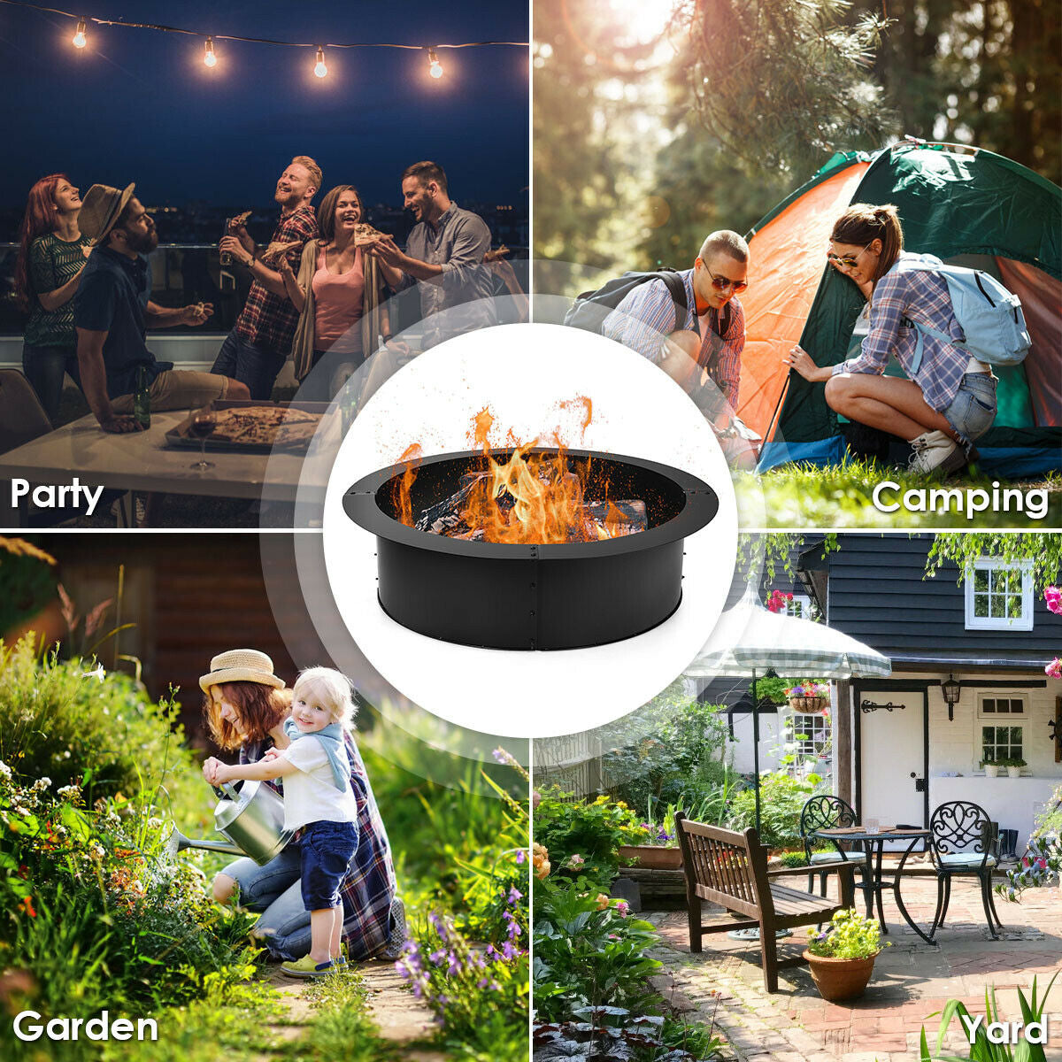 DirectDeals 36-Inch Heavy-Duty Steel Fire Pit Ring – DIY Outdoor Fire Ring