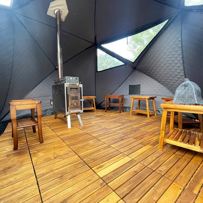 10' × 10' Interlocking Pine Sauna Flooring