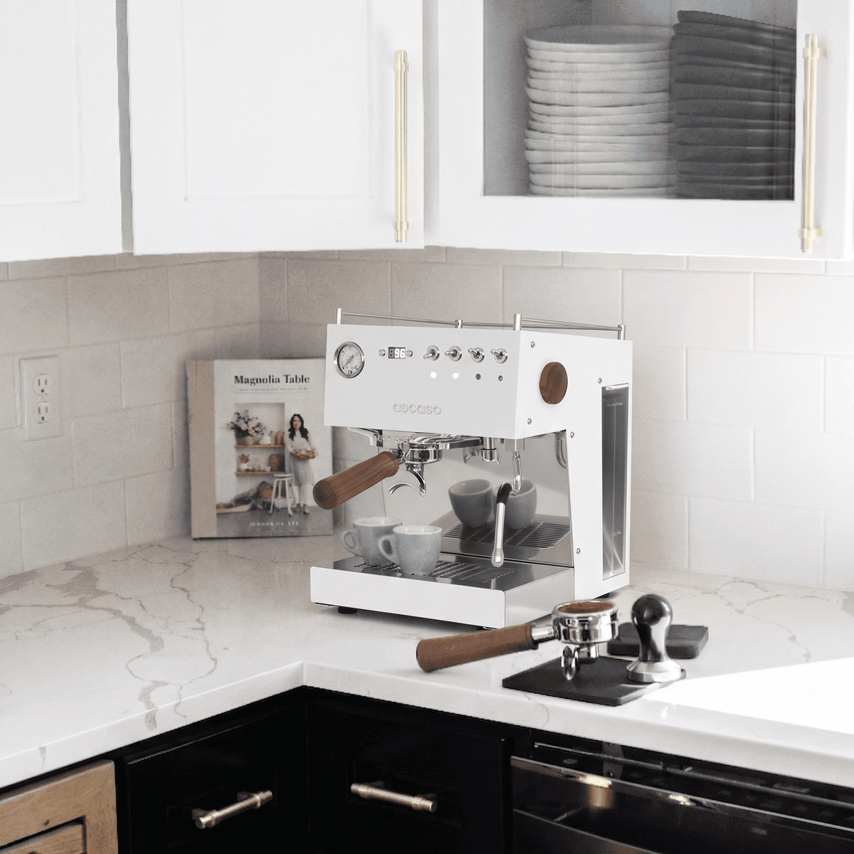 Ascaso Steel DUO PID Espresso Machine – Dual Thermoblock, Programmable, 120V (White)