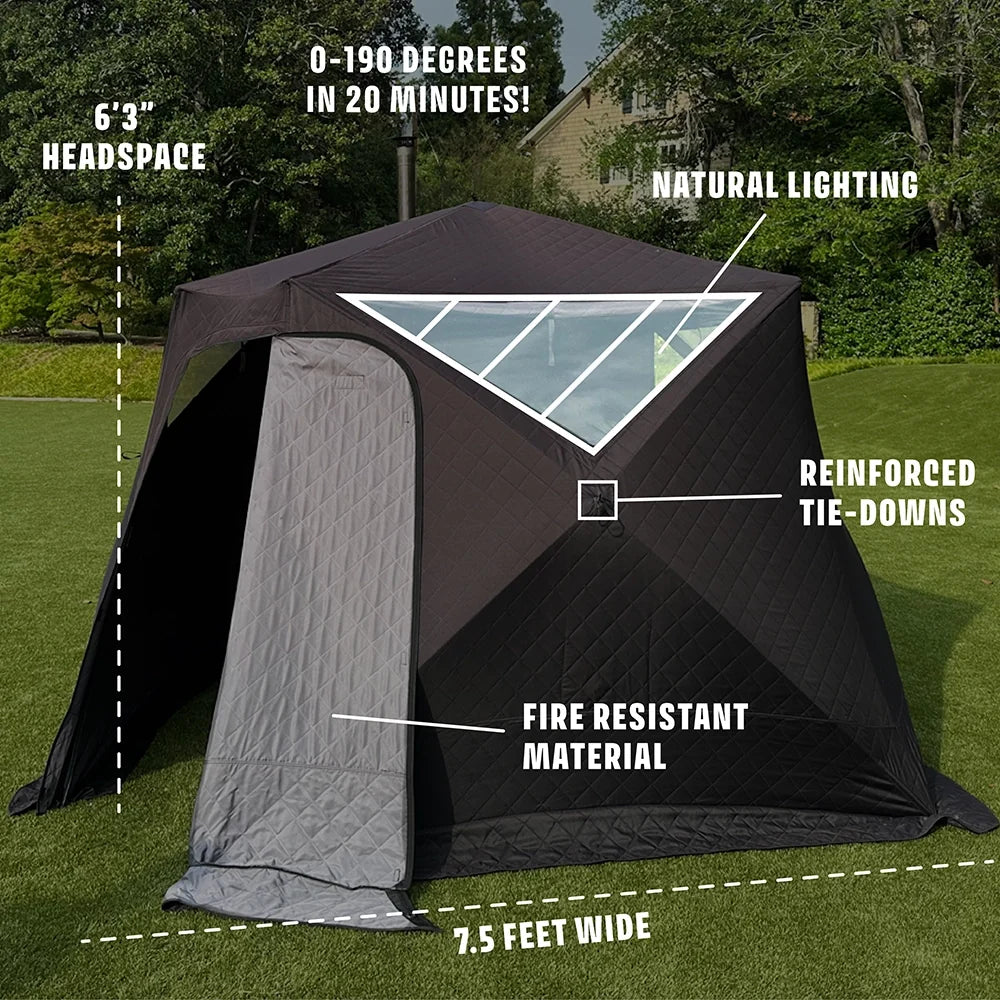 6-Person Portable Outdoor Wood-Burning Sauna Package