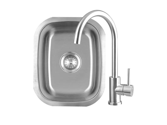 Summerset SNK-19U Undermount Outdoor Sink & Gooseneck Faucet – 304 Stainless Steel